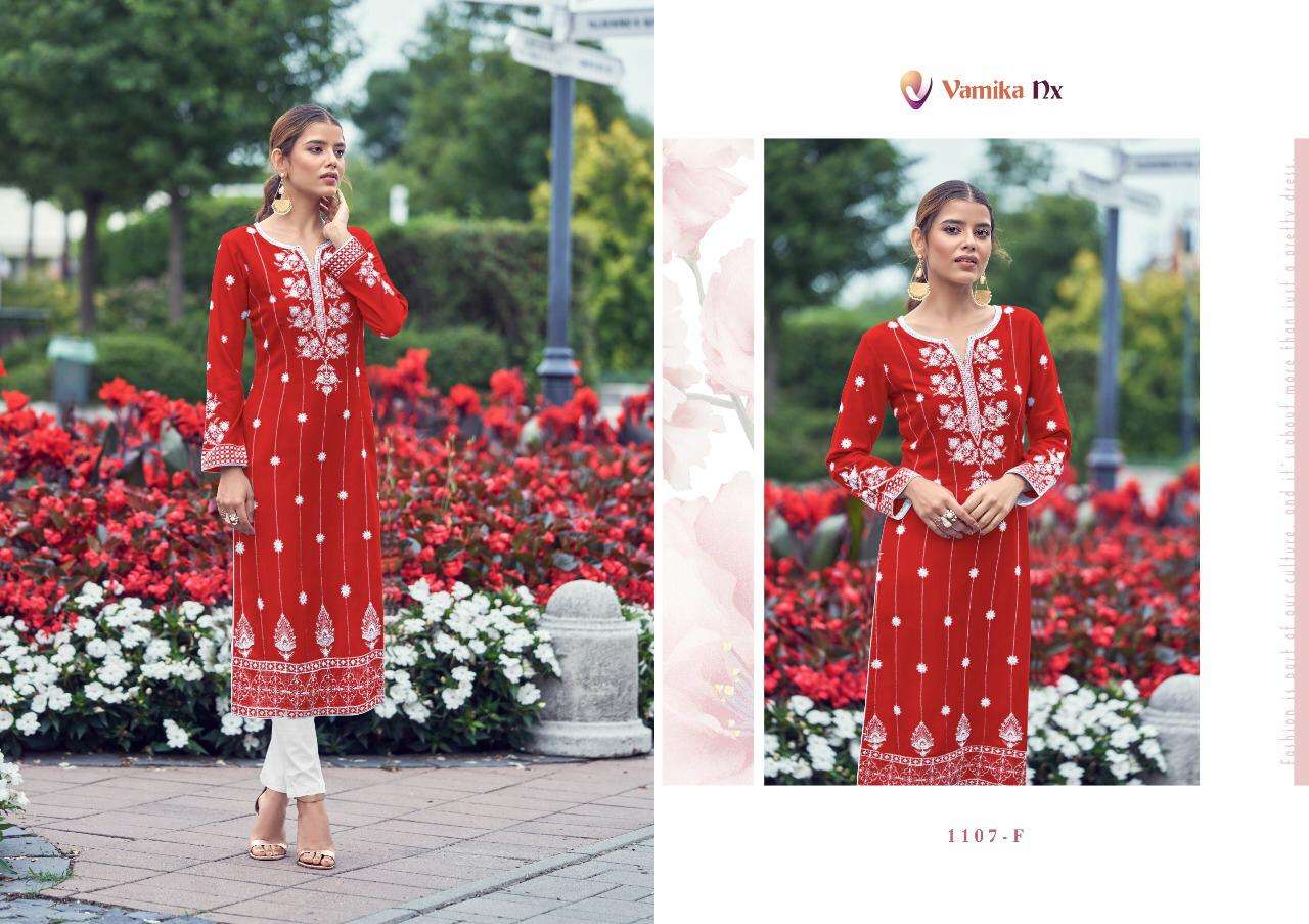 Vamika-Rooh Vol 2 Edition Color-14-Kg-Rayon-Viscose-Lakhnawi-Kurti-Rubby-Cotton-Pant-1107-F